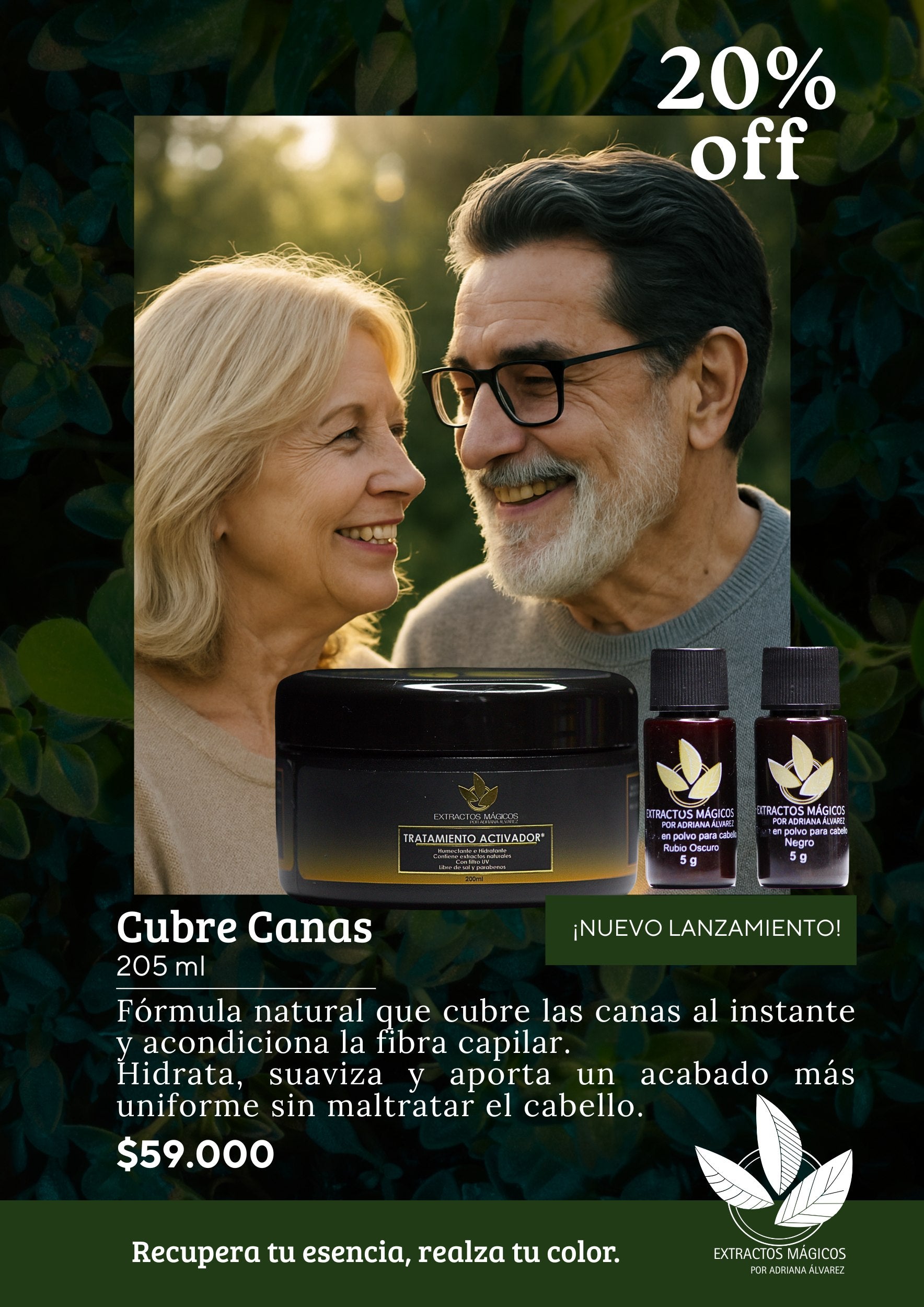 Cubrecanas Natural de Acción Inmediata: Negro Profundo